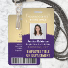 Employee Photo ID Barcode Logo Purple Gold Curve
