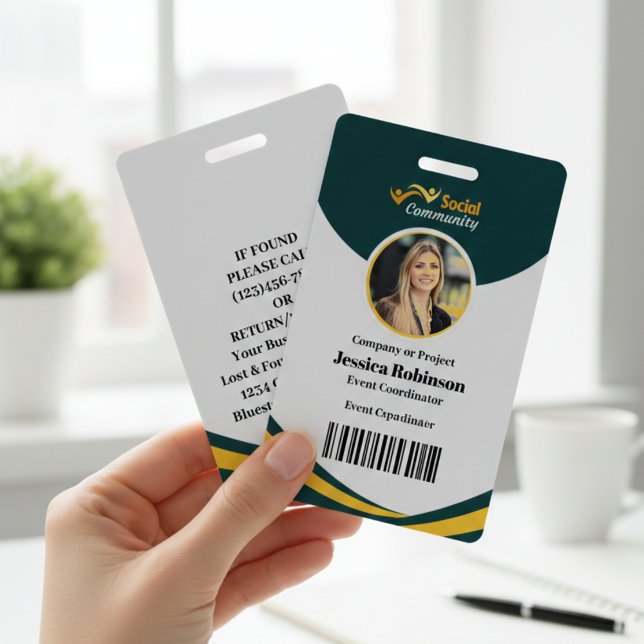 Employee Photo ID Barcode Modern Green Access Badge (Employee Photo ID Barcode Modern Green Access Badge)