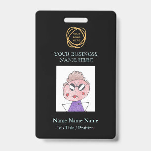 Employee Photo ID Company Logo QR Black Teal  Badge