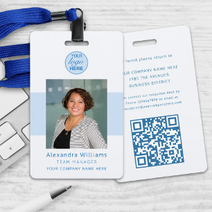 Employee Photo ID Company Logo QR Code Security Badge