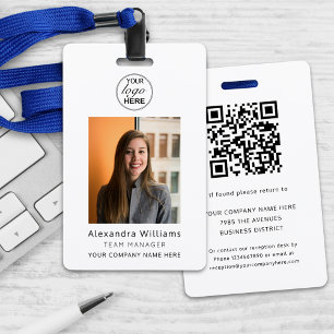 Employee photo ID Company Security QR Code Badge