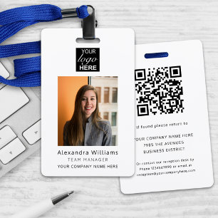 Employee photo ID Company Security QR Code ID Badge
