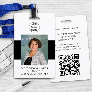 Employee Photo ID Corporate Logo QR Code Security ID Badge
