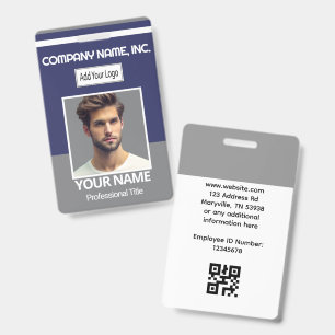 Employee Photo ID - Gray, White, Navy Blue Badge