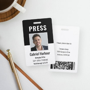 Employee Photo ID Journalist Press Pass Badge
