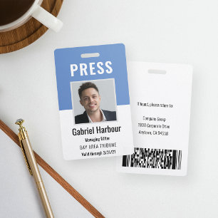 Employee Photo ID Journalist Press Pass ID Badge