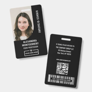 Employee Photo ID Logo Barcode QR Code Name Title  Badge