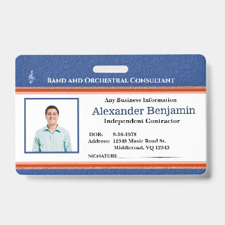 Employee Photo ID Logo Music Conductor Custom Badge