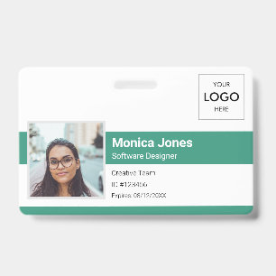 Employee Photo ID Logo QR Code Green Badge