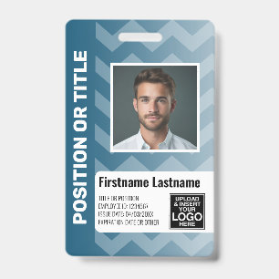 Employee Photo ID - modern chevron, logo bar code Badge