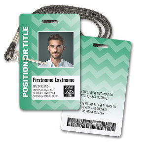 Employee Photo ID - modern chevron, logo bar code ID Badge