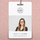 Employee Photo ID Modern Minimalist QR Code Name