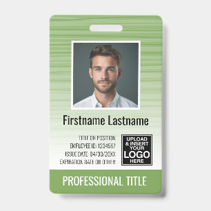 Employee Photo ID - modern stripes, logo, bar code Badge