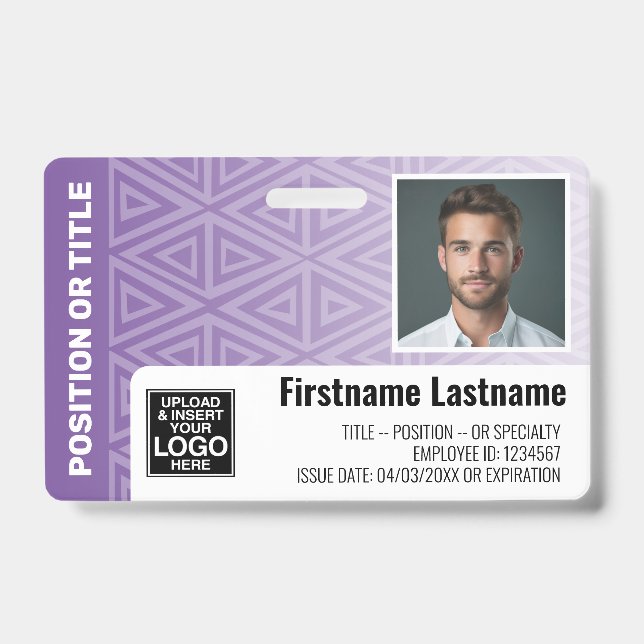Employee Photo ID - modern tribal, logo bar code Badge (Front)