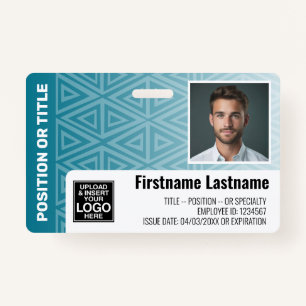 Employee Photo ID - modern tribal, logo bar code ID Badge