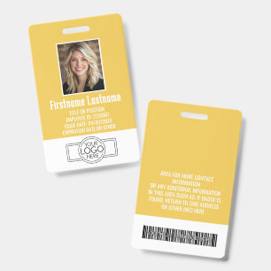 Employee Photo ID modern yellow, logo professional Badge