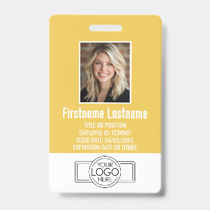 Employee Photo ID modern yellow, logo professional Badge