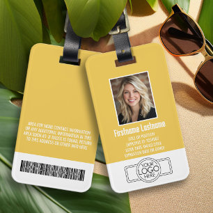 Employee Photo ID modern yellow, logo professional Luggage Tag