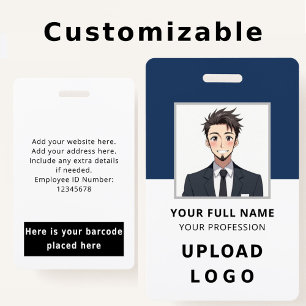 Employee Photo ID Name Barcode Logo Corporate ID Badge