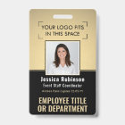Employee Photo ID QR Barcode Your Logo Black Gold