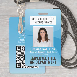 Employee Photo ID QR Code Logo Turquoise Blue Arc ID Badge