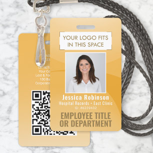 Employee Photo ID QR Code Logo Yellow Gold Arc ID Badge