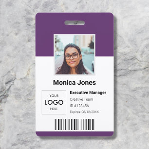 Employee Photo ID QR Code Purple ID Badge