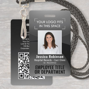 Employee Photo ID QR Code Your Logo Black Arc Badg ID Badge