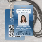 Employee Photo ID QR Code Your Logo Navy Blue Arc
