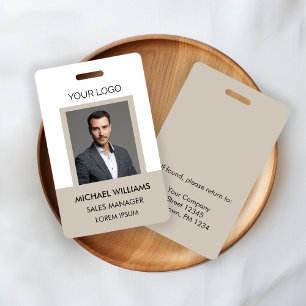 Employee Photo ID White Beige ID Badge