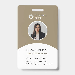 Employee Photo ID White Brown Company Logo Classy Badge