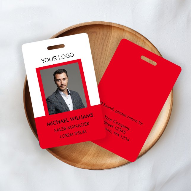 Employee Photo ID White Red  Badge (Creator Uploaded)