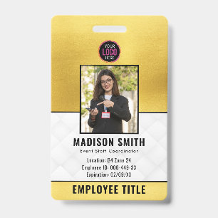 Employee Photo ID Your Logo Black Gold Badge