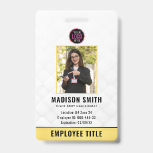 Employee Photo ID Your Logo Black Gold  Badge