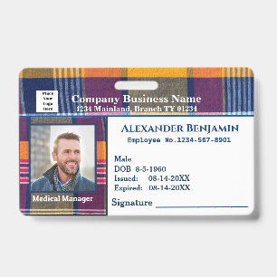 Employee Photo Logo Bar Code ID Card Badge
