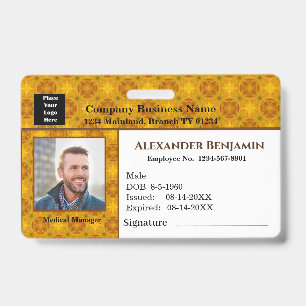 Employee Photo Logo Bar Code ID Card Custom Badge
