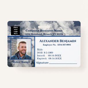 Employee Photo Logo Bar Code ID Card Custom ID Badge