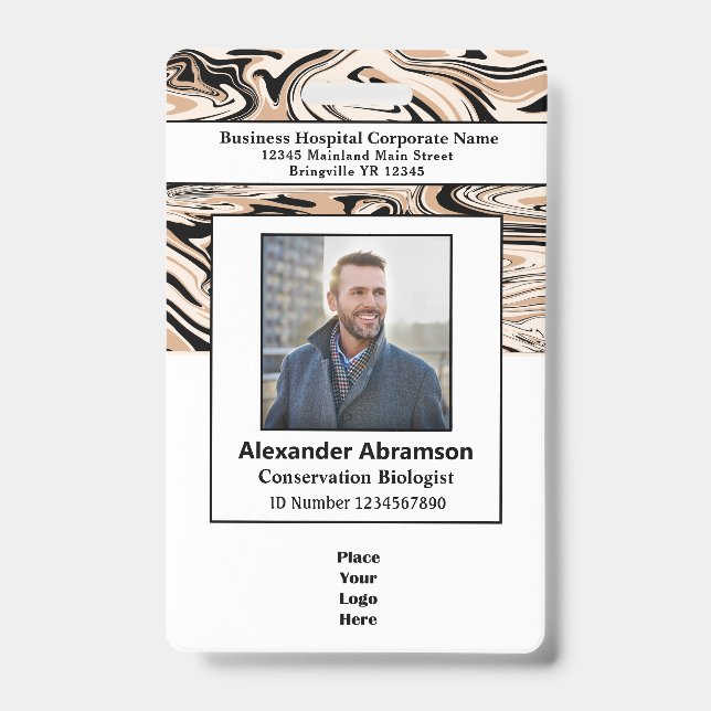 Employee Photo Logo Bar Code ID Card Personalise Badge (Front)