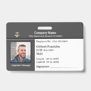  Employee Photo Logo Bar Code Name Custom  ID Badge
