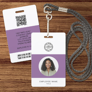 Employee Photo, Logo, Bar Code, Name ID ID Badge