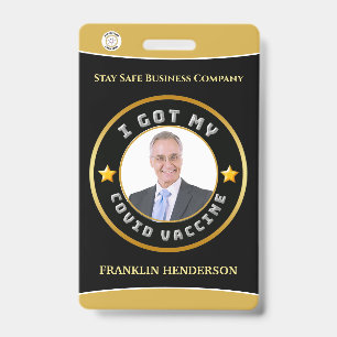 Employee Photo Logo Covid Vaccinated Custom ID Badge