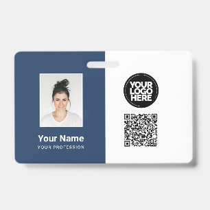 Employee Photo, Logo, Profession, Qr Code, Name ID Badge