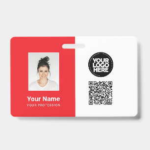 Employee Photo, Logo, Profession, Qr Code, Name ID Badge