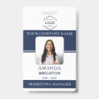 Employee Photo Logo QR Code Navy Blue White 