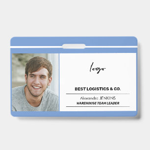 Employee photo logo text and bare code template ID badge