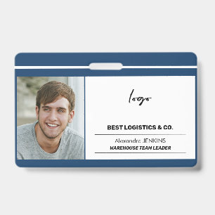 Employee photo logo text and bare code template ID badge