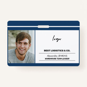 Employee photo logo text and bare code template ID badge