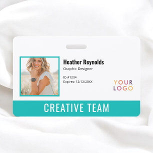 Employee Photo Logo Turquoise Badge ID Badge