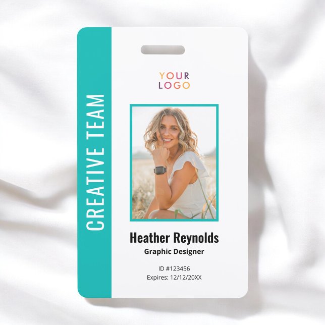 Employee Photo Logo Turquoise Badge ID Badge (Creator Uploaded)