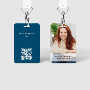 Employee Photo Name and Title QR Code ID Badge